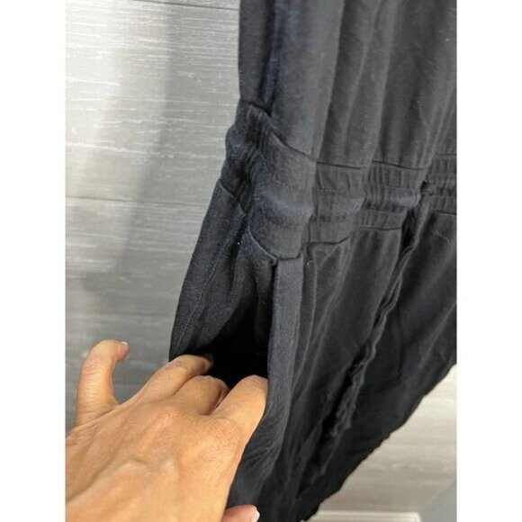 Michael Stars Black Sleeveless Scoop Neck Jumpsuit With Drawstring Waist & Pocke - Picture 4 of 6